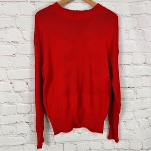 Vintage crewneck Sweater cable knit Womens size XL extra large Red Christmas